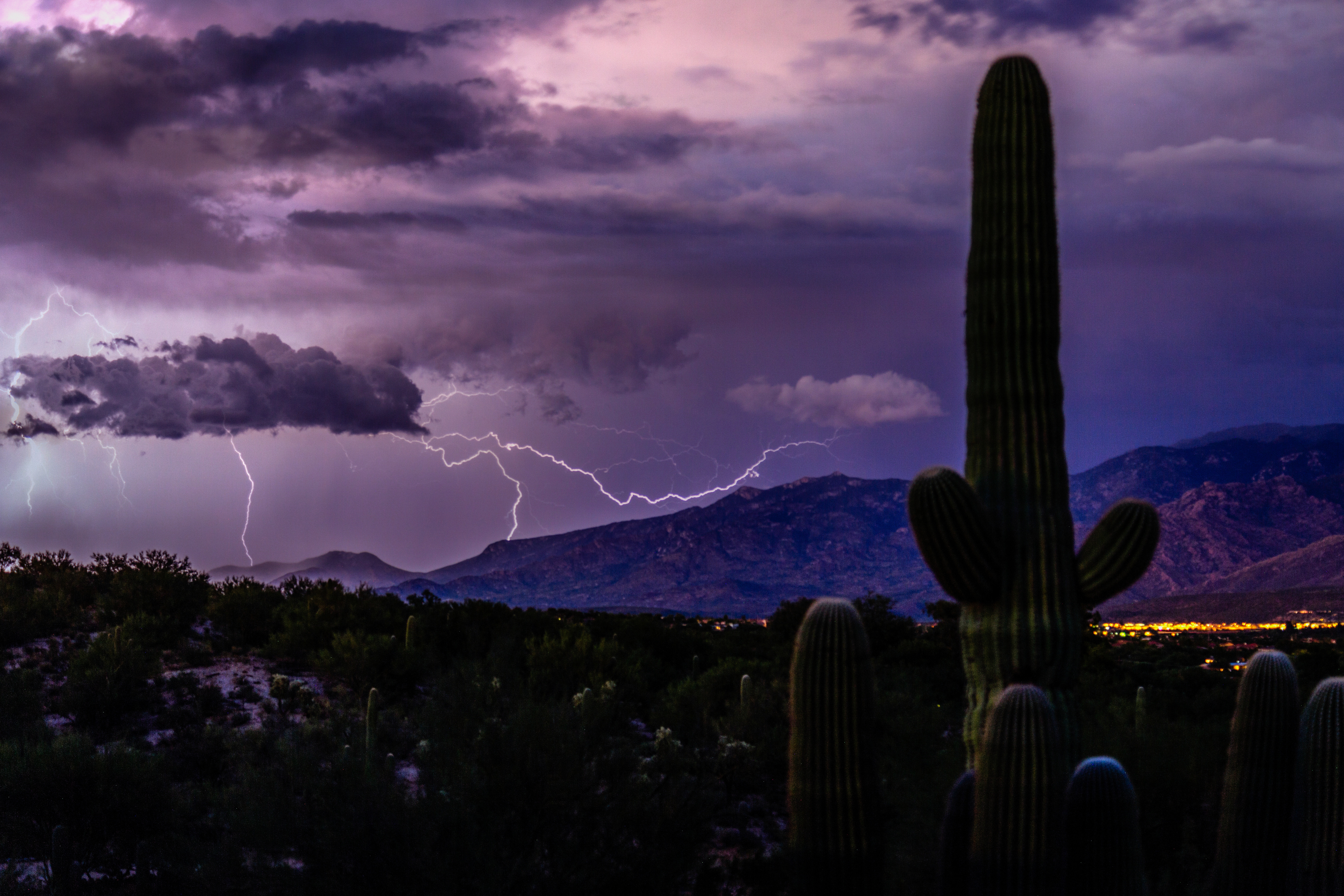 Lightning splits the sky as nature ushers out Tucson's monsoon season.